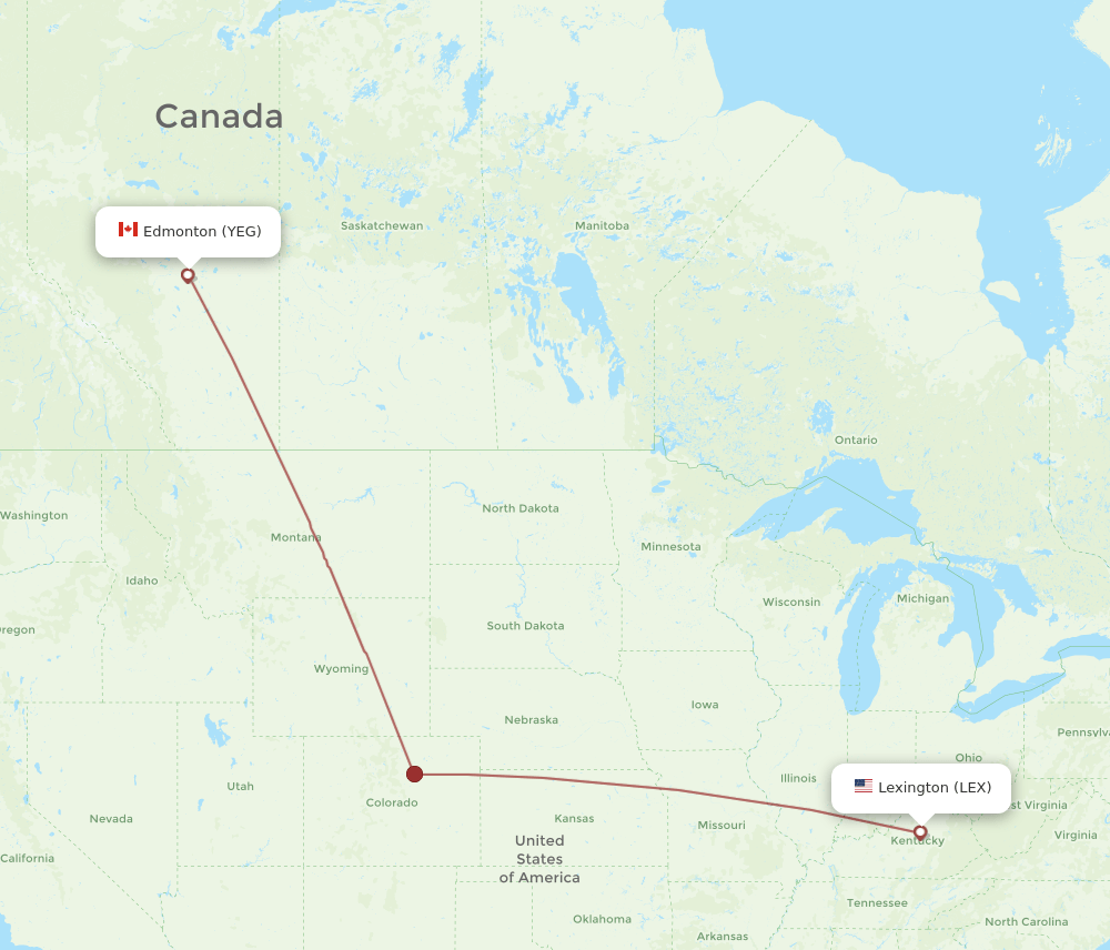 YEG-LEX flight routes