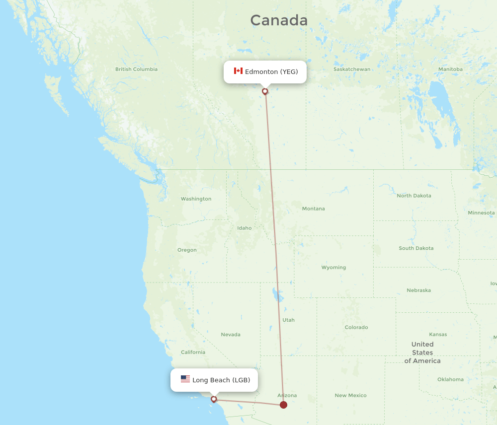 YEG-LGB flight routes