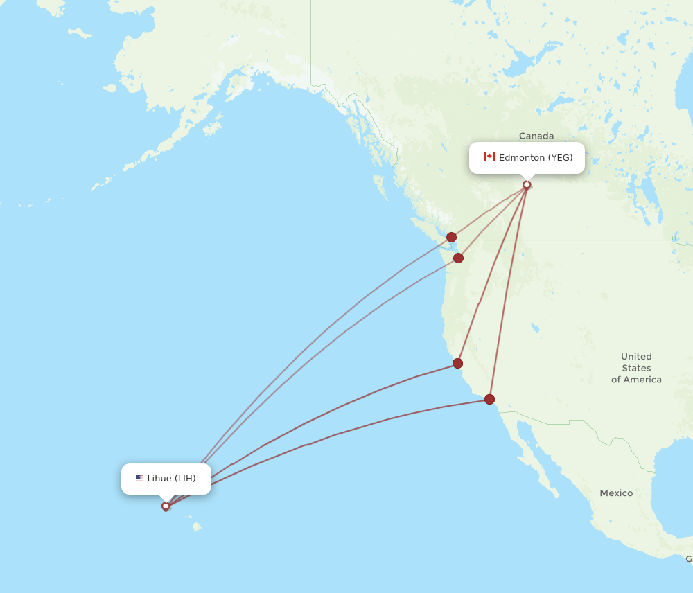 YEG-LIH flight routes