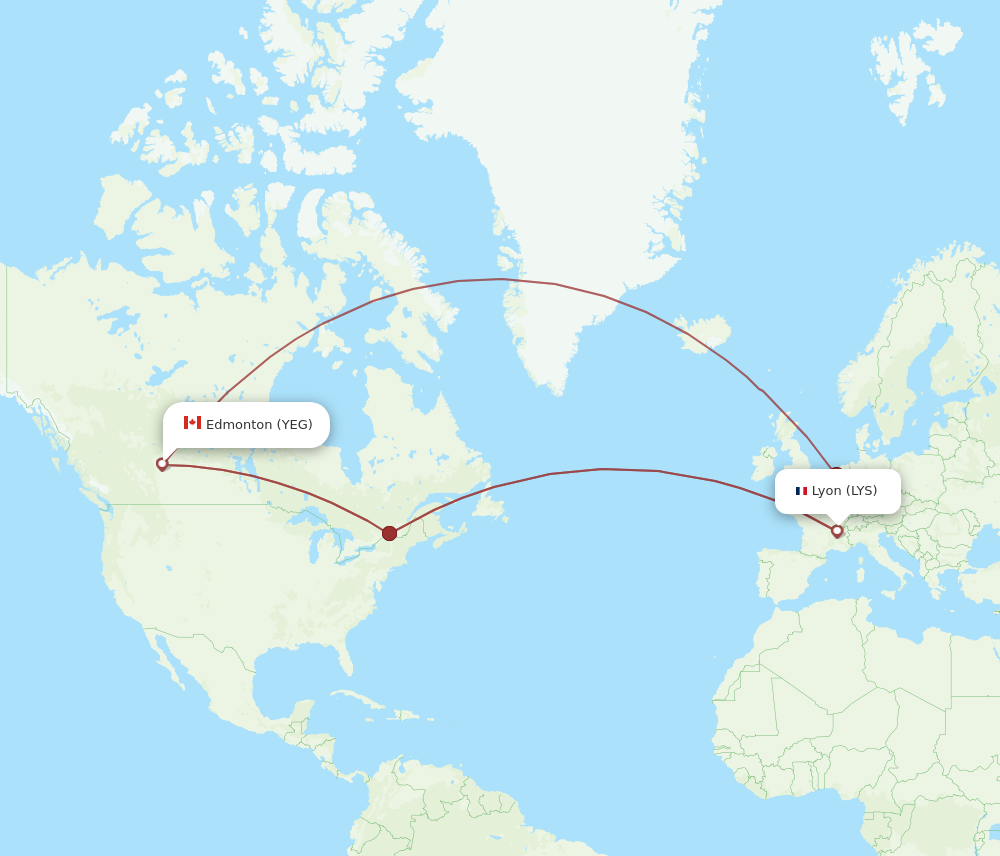 YEG to LYS flights and routes map