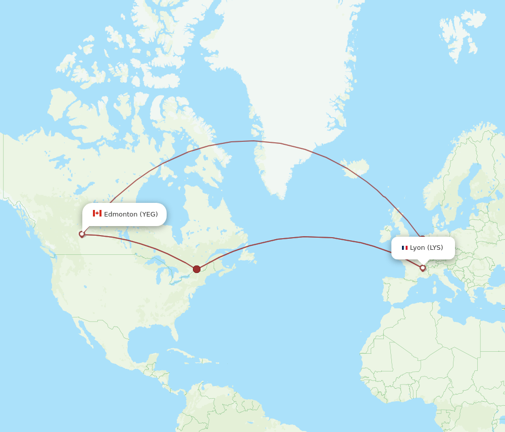 YEG to LYS flights and routes map