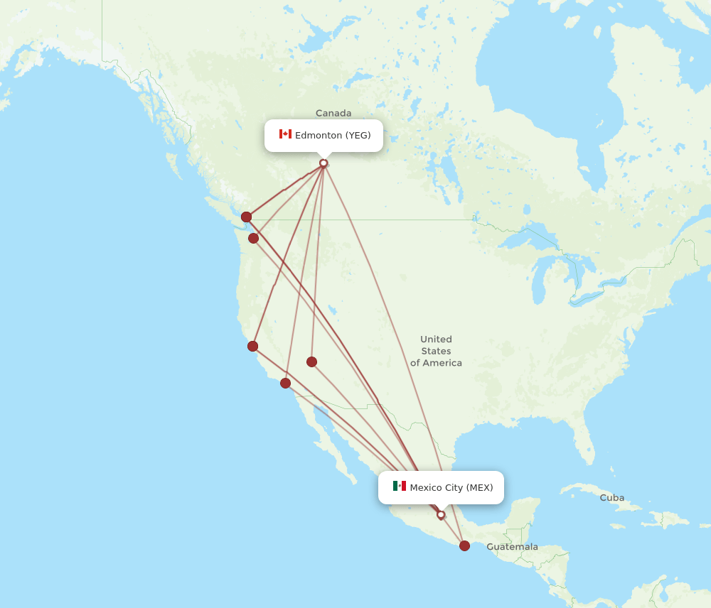 YEG-MEX flight routes