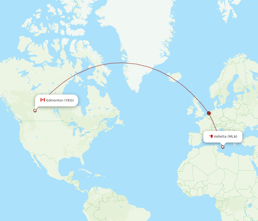 YEG-MLA flight routes