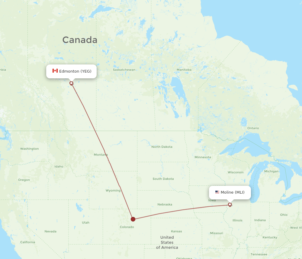 YEG-MLI flight routes