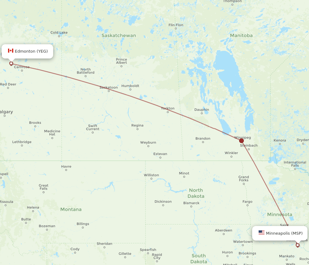 YEG-MSP flight routes