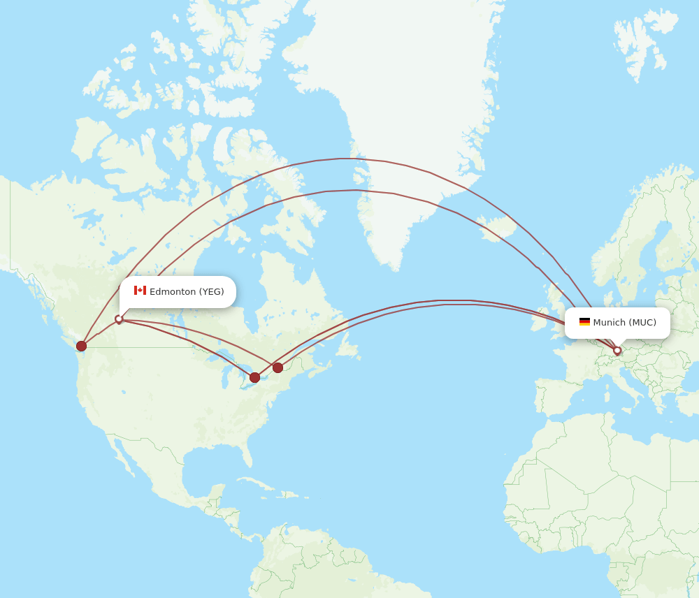 YEG-MUC flight routes