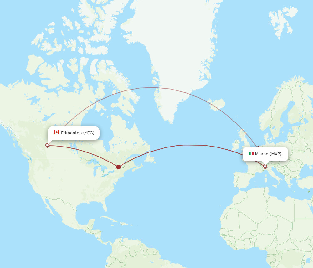 YEG to MXP flights and routes map