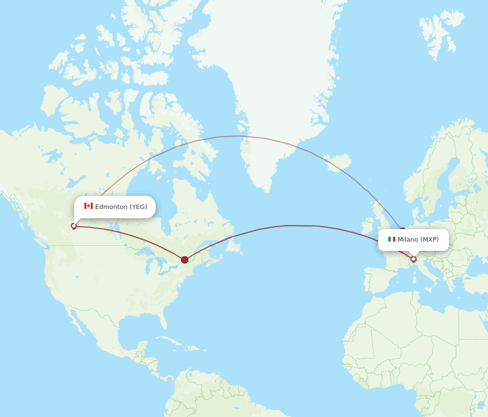 YEG to MXP flights and routes map