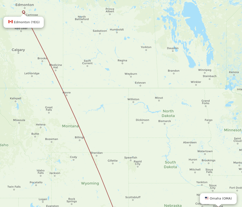 YEG-OMA flight routes