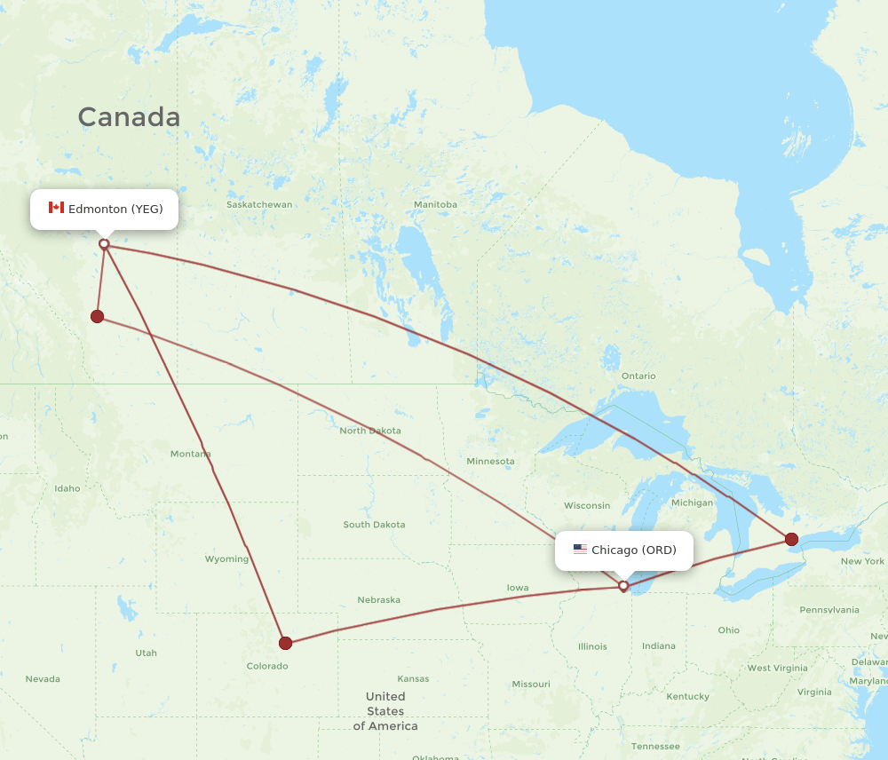 YEG-ORD flight routes