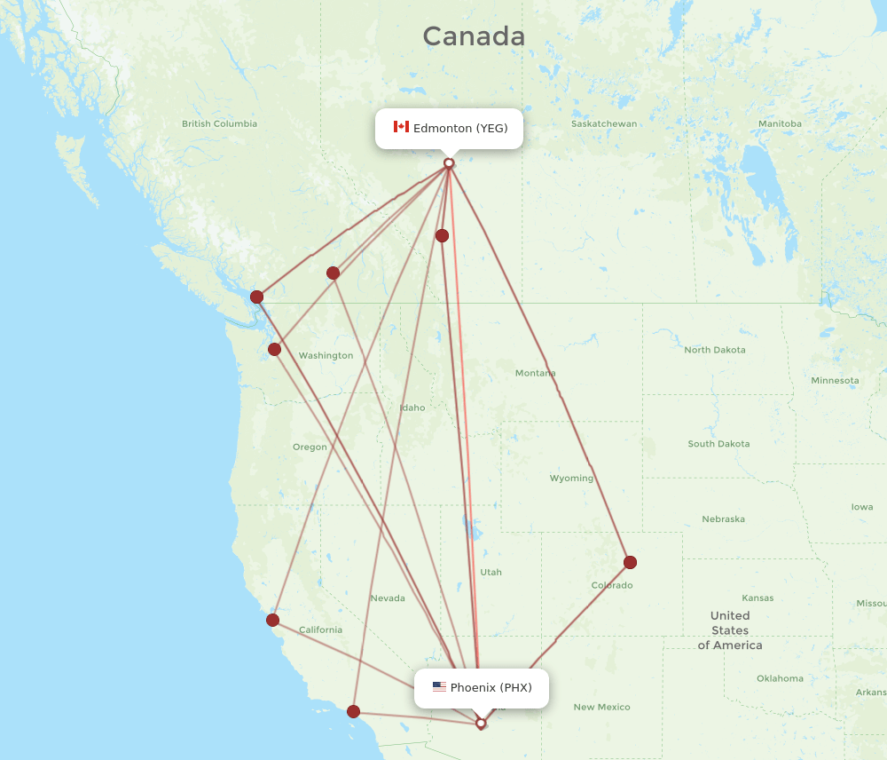YEG-PHX flight routes