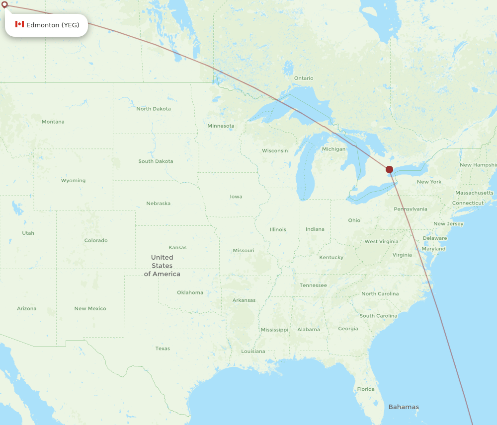 YEG to POP flights and routes map