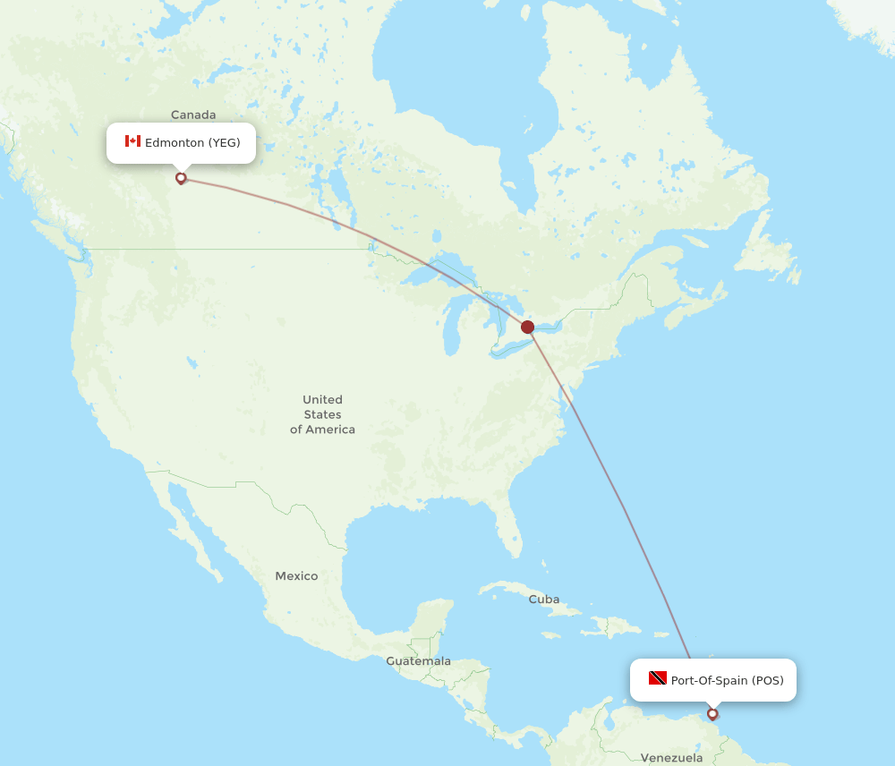 YEG-POS flight routes
