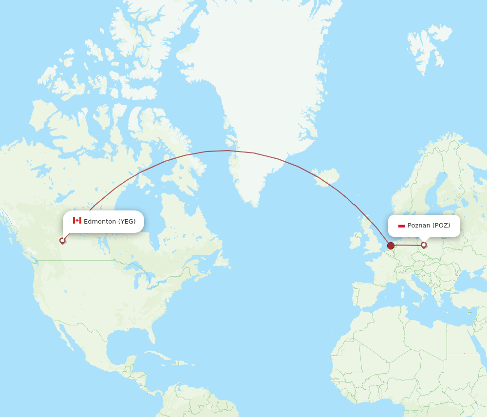 YEG-POZ flight routes