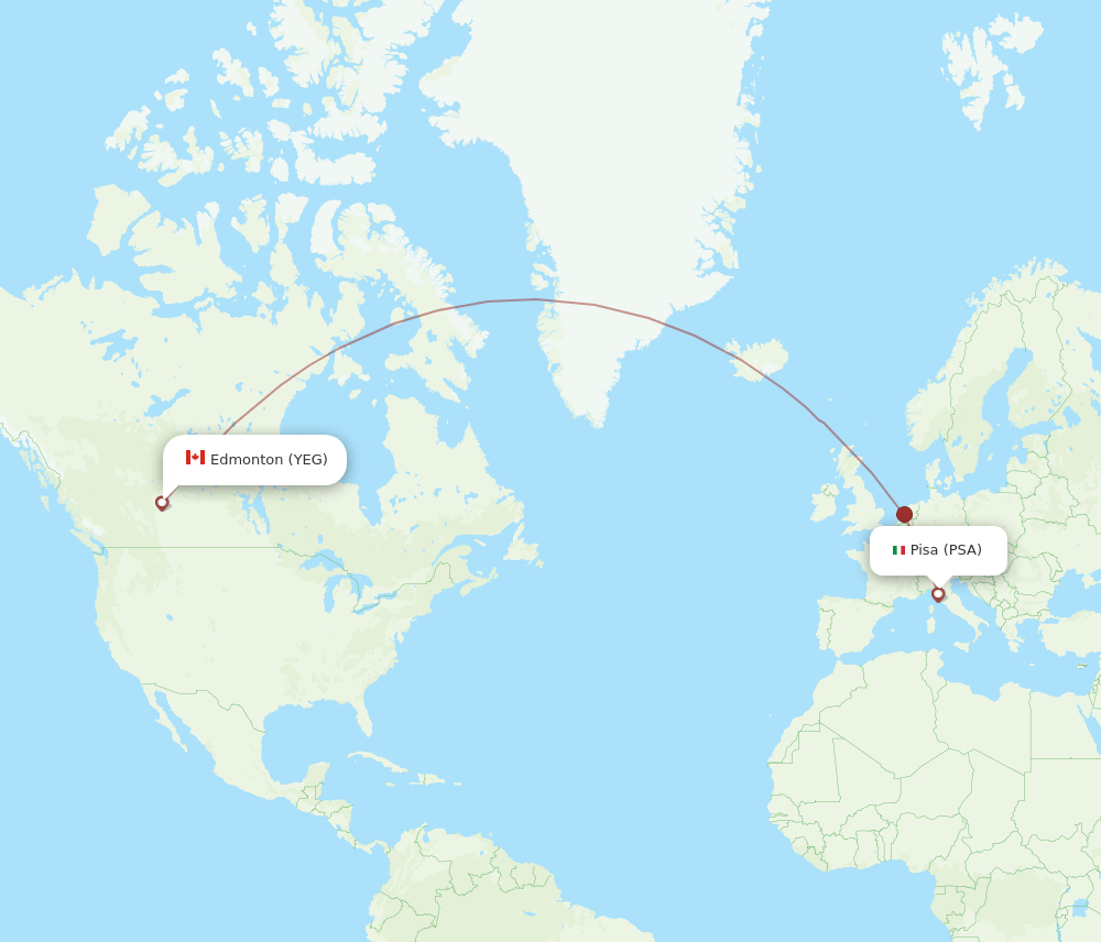 YEG to PSA flights and routes map