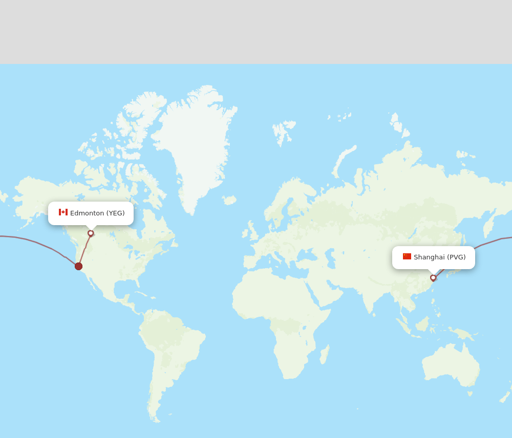 YEG-PVG flight routes