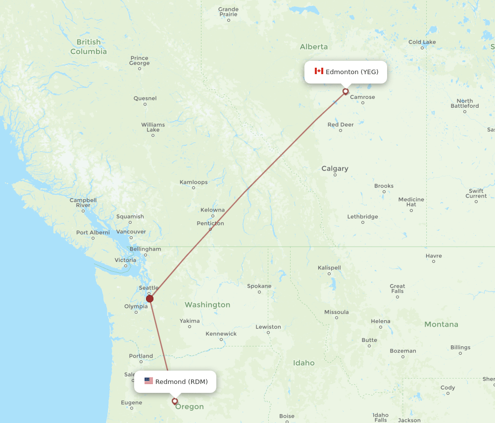 YEG-RDM flight routes