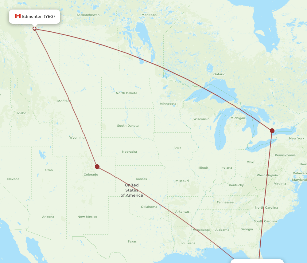 YEG to RSW flights and routes map