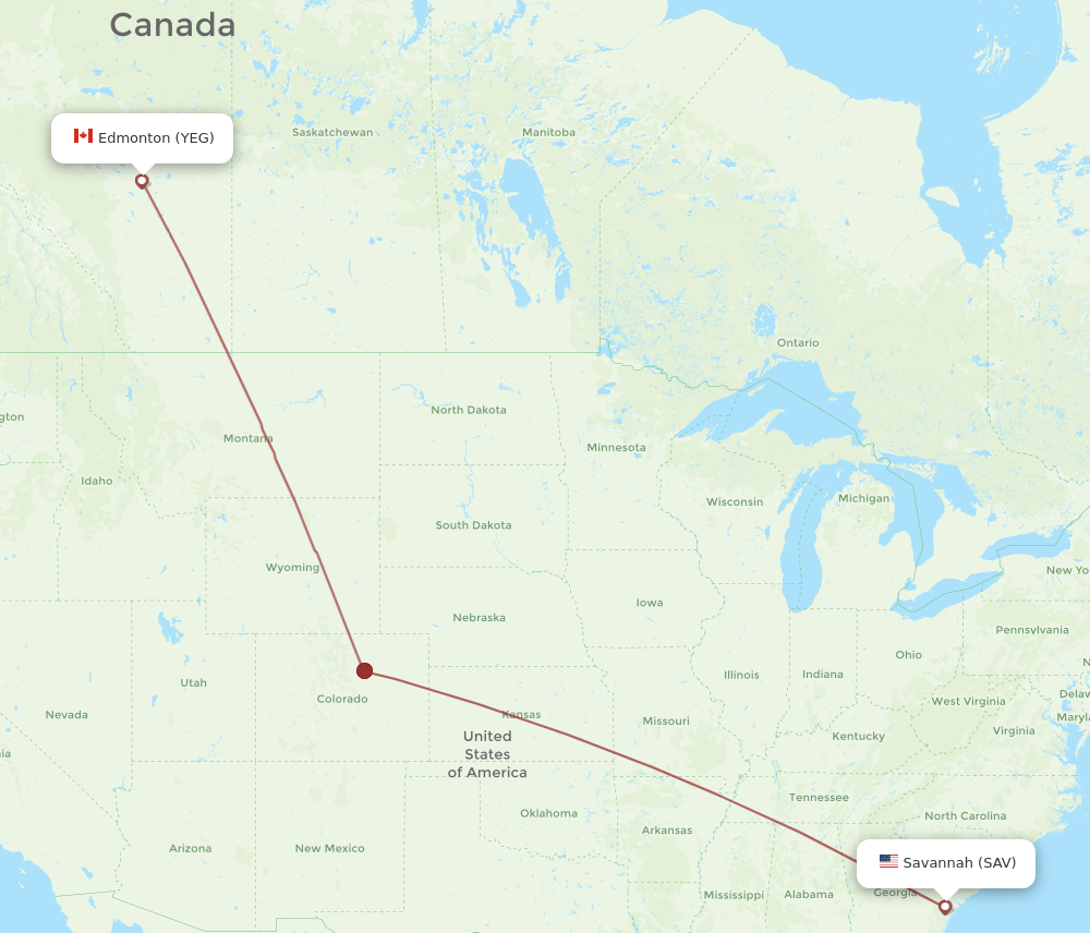 YEG-SAV flight routes