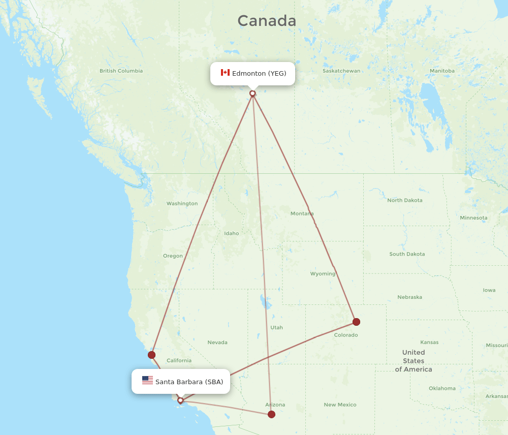 YEG-SBA flight routes