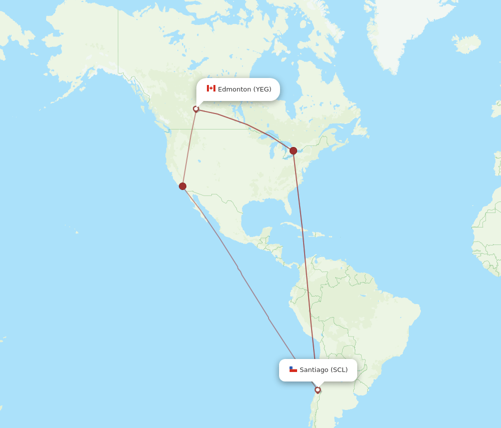 YEG-SCL flight routes