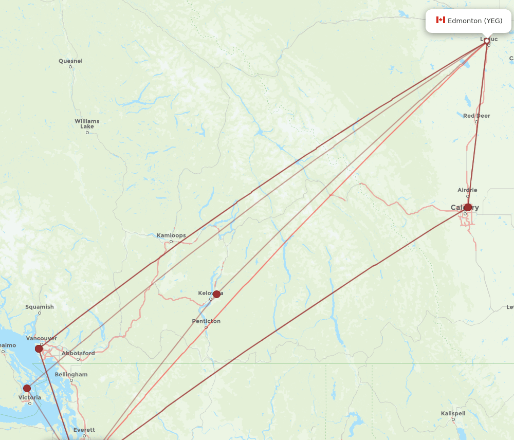 YEG-SEA flight routes