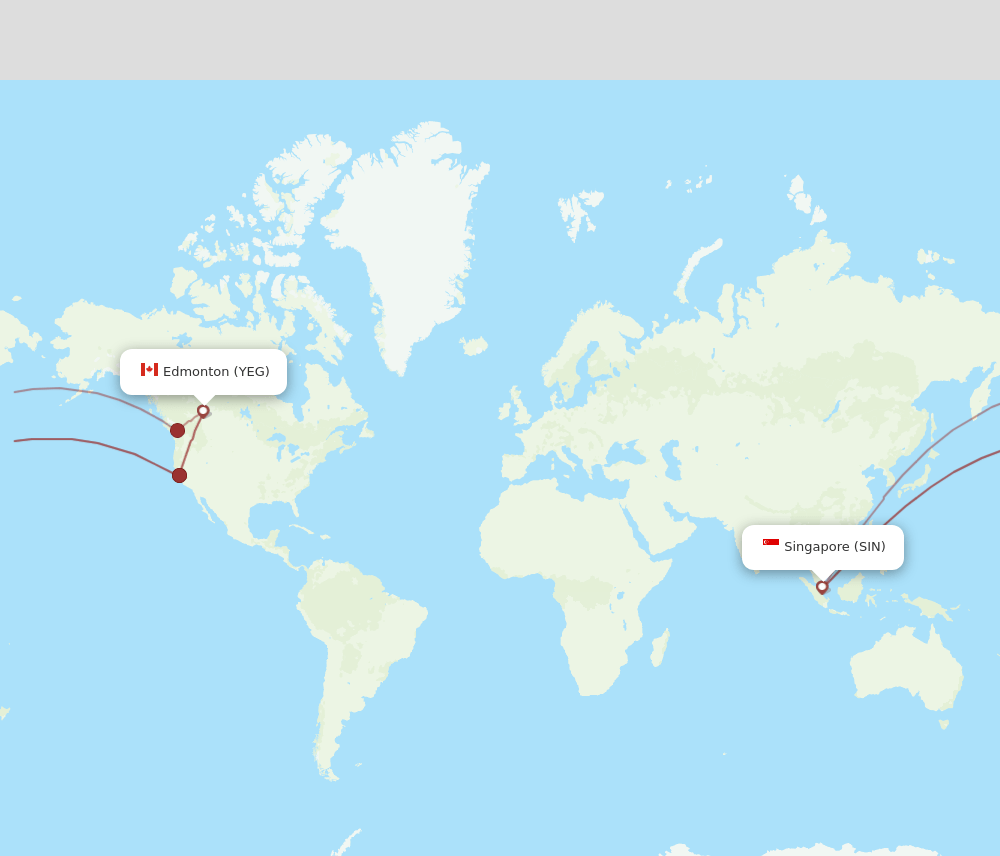 YEG to SIN flights and routes map