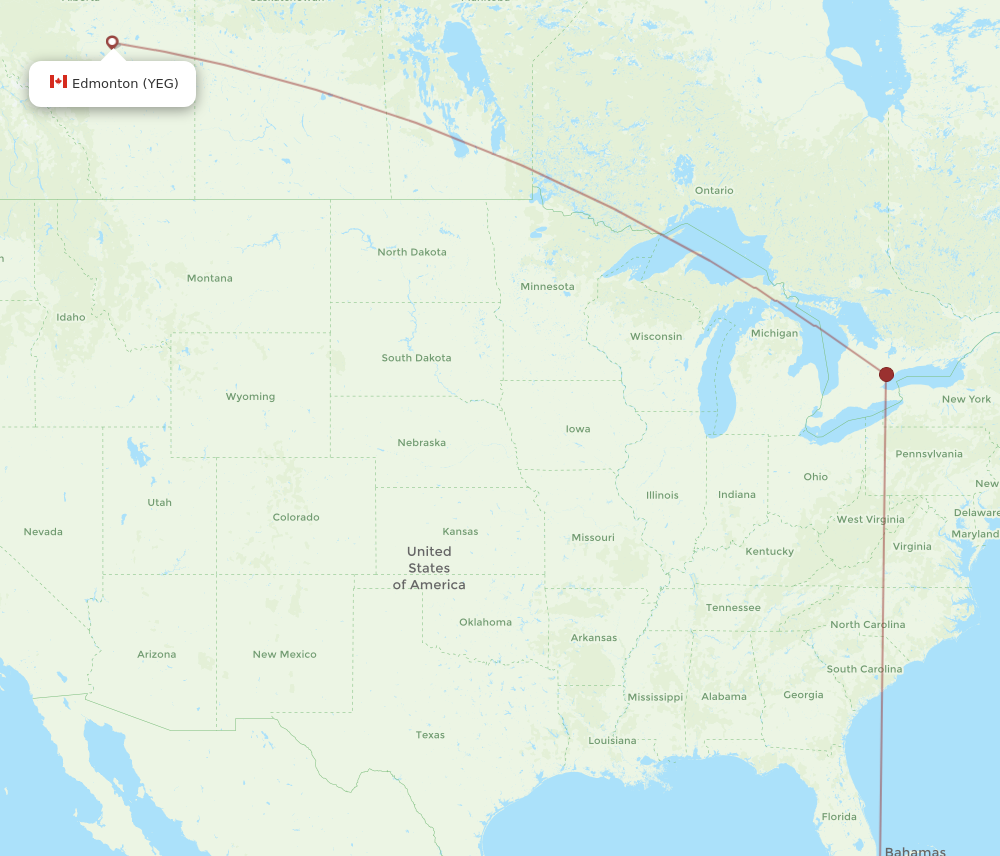 YEG to SNU flights and routes map