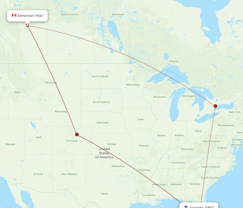 YEG-SRQ flight routes