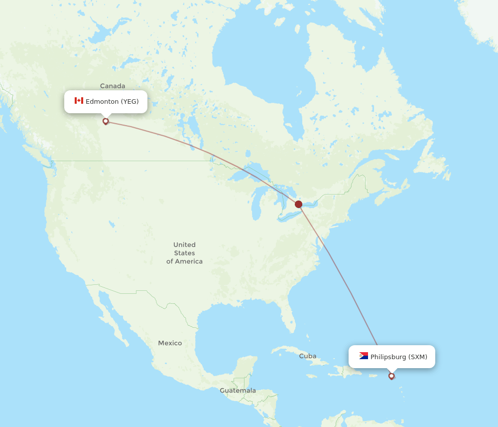 YEG-SXM flight routes