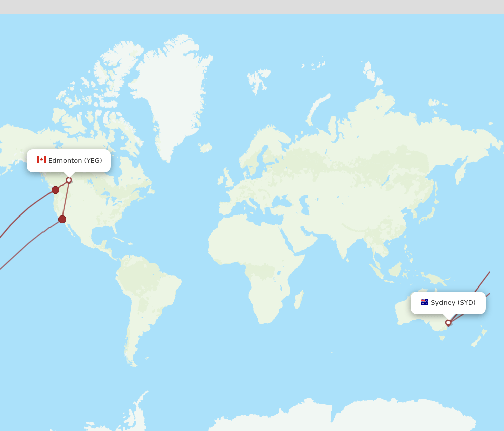 YEG to SYD flights and routes map