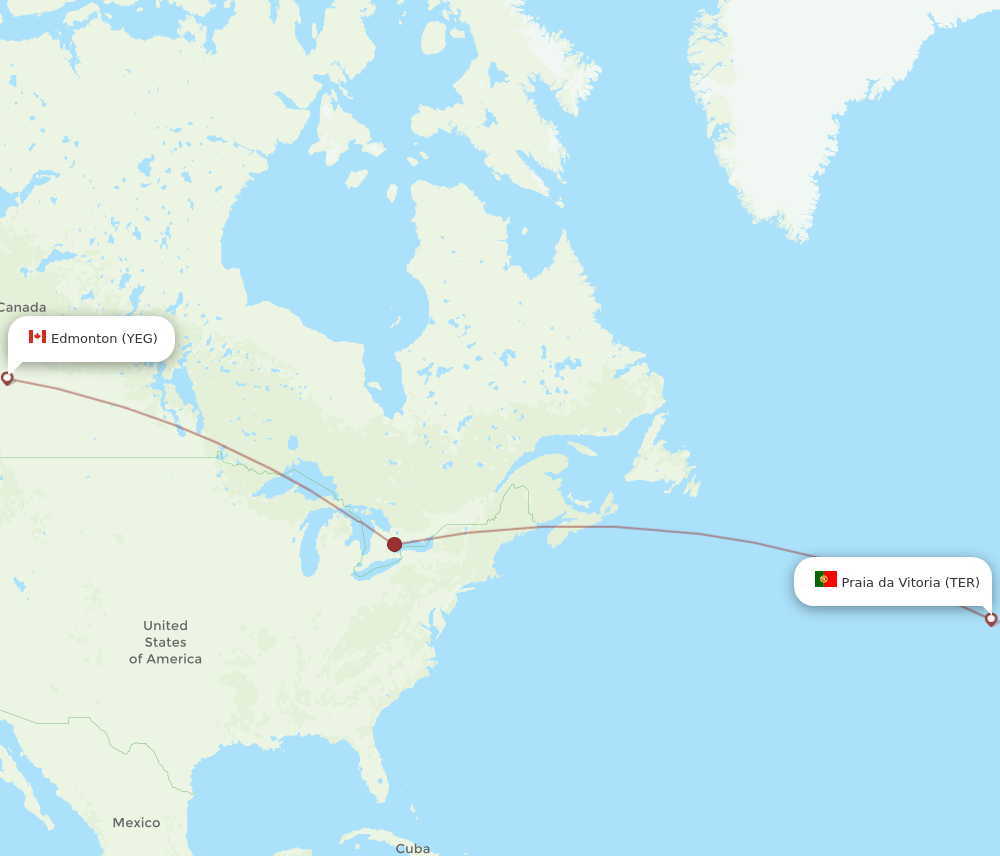 YEG to TER flights and routes map