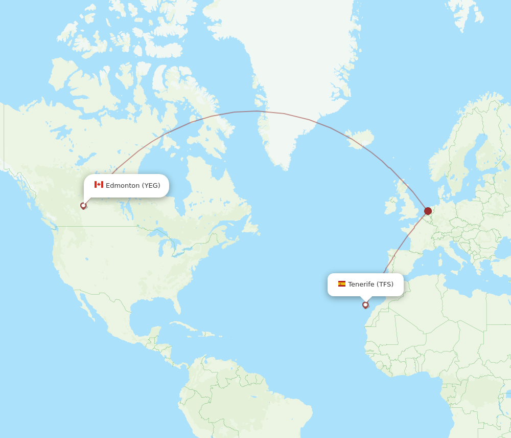 YEG-TFS flight routes