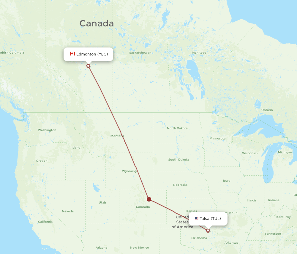 YEG-TUL flight routes
