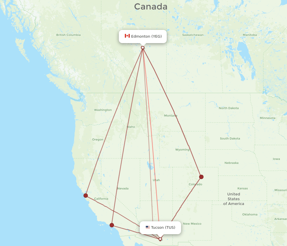 YEG-TUS flight routes