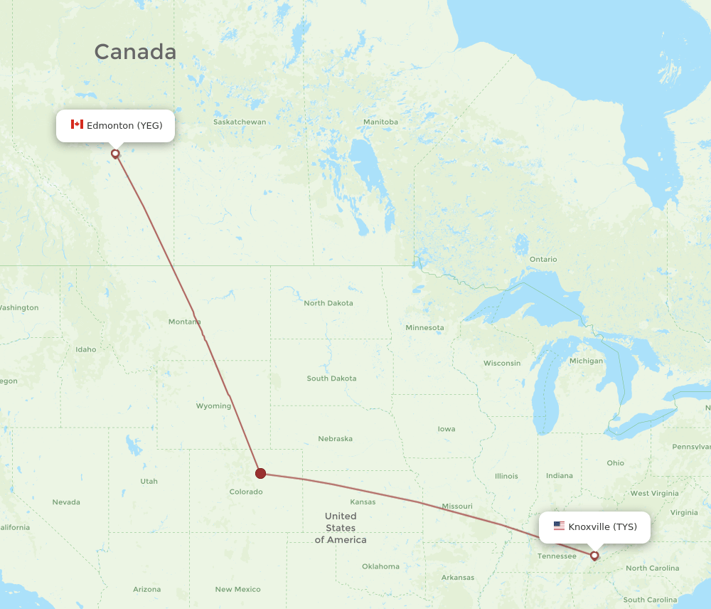 YEG to TYS flights and routes map