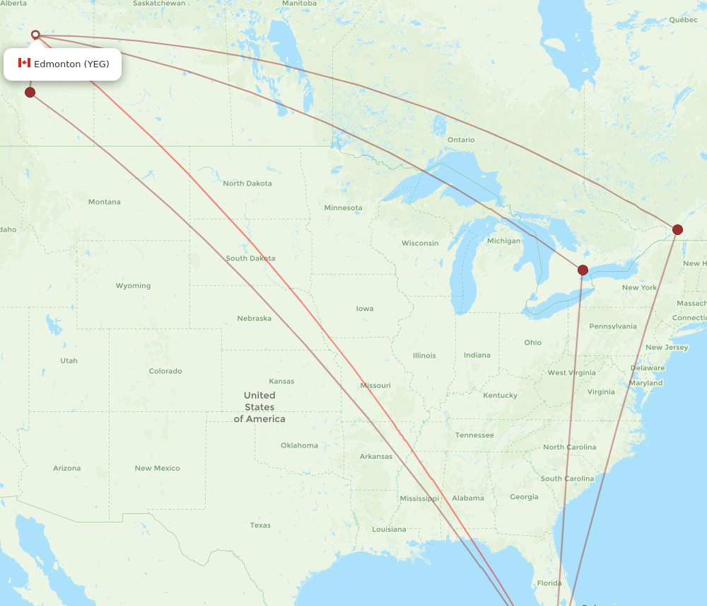 YEG to VRA flights and routes map
