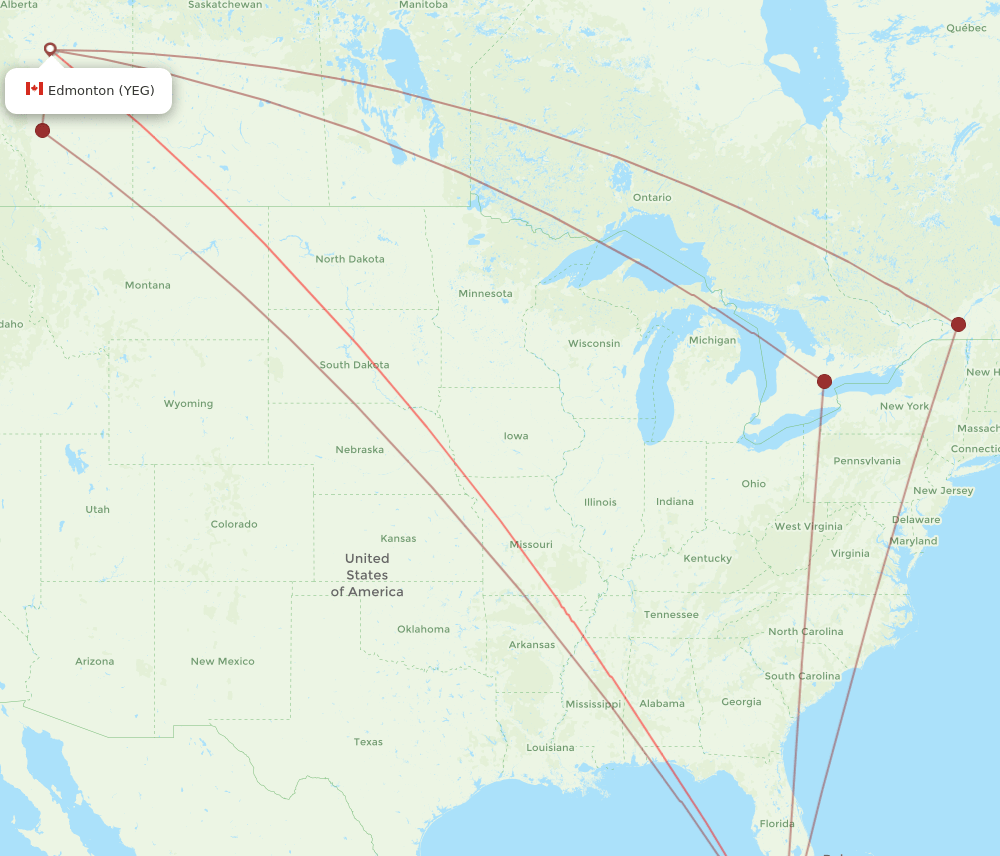 YEG-VRA flight routes