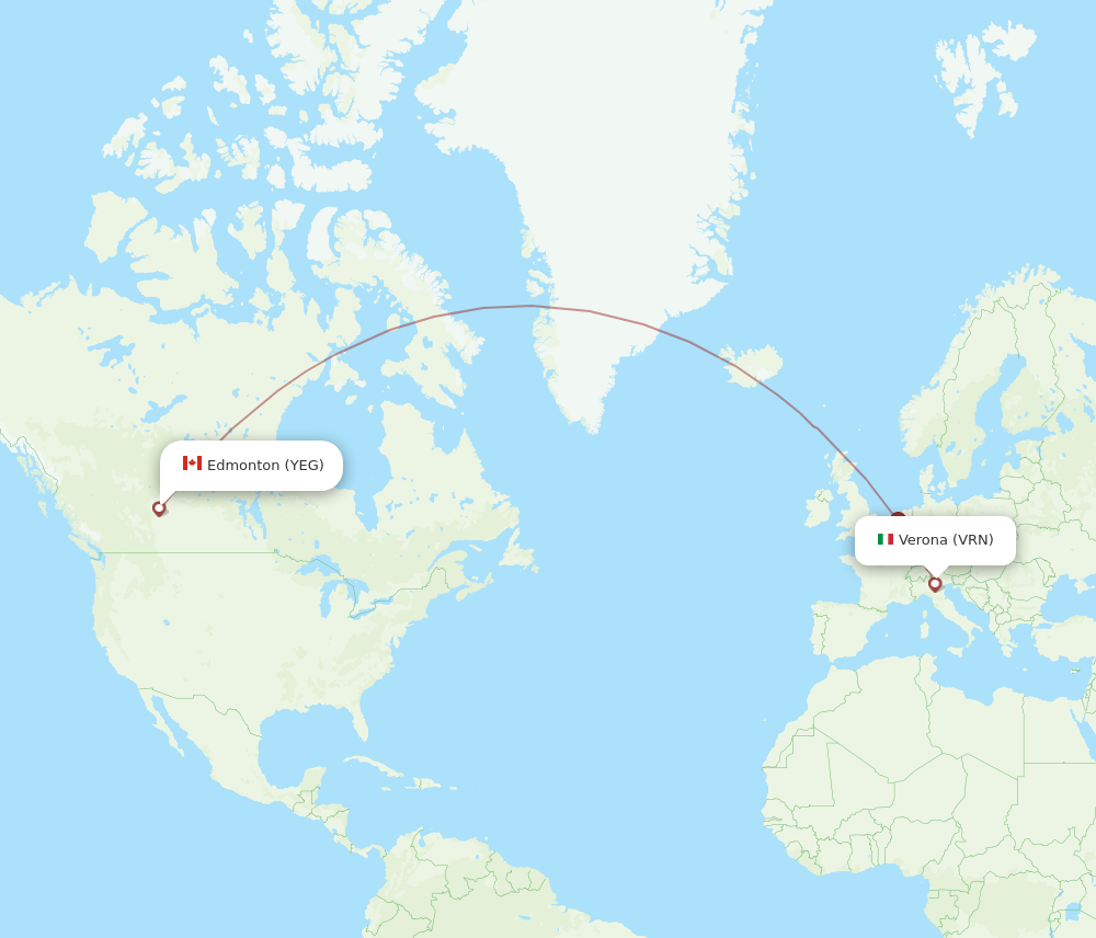 YEG to VRN flights and routes map