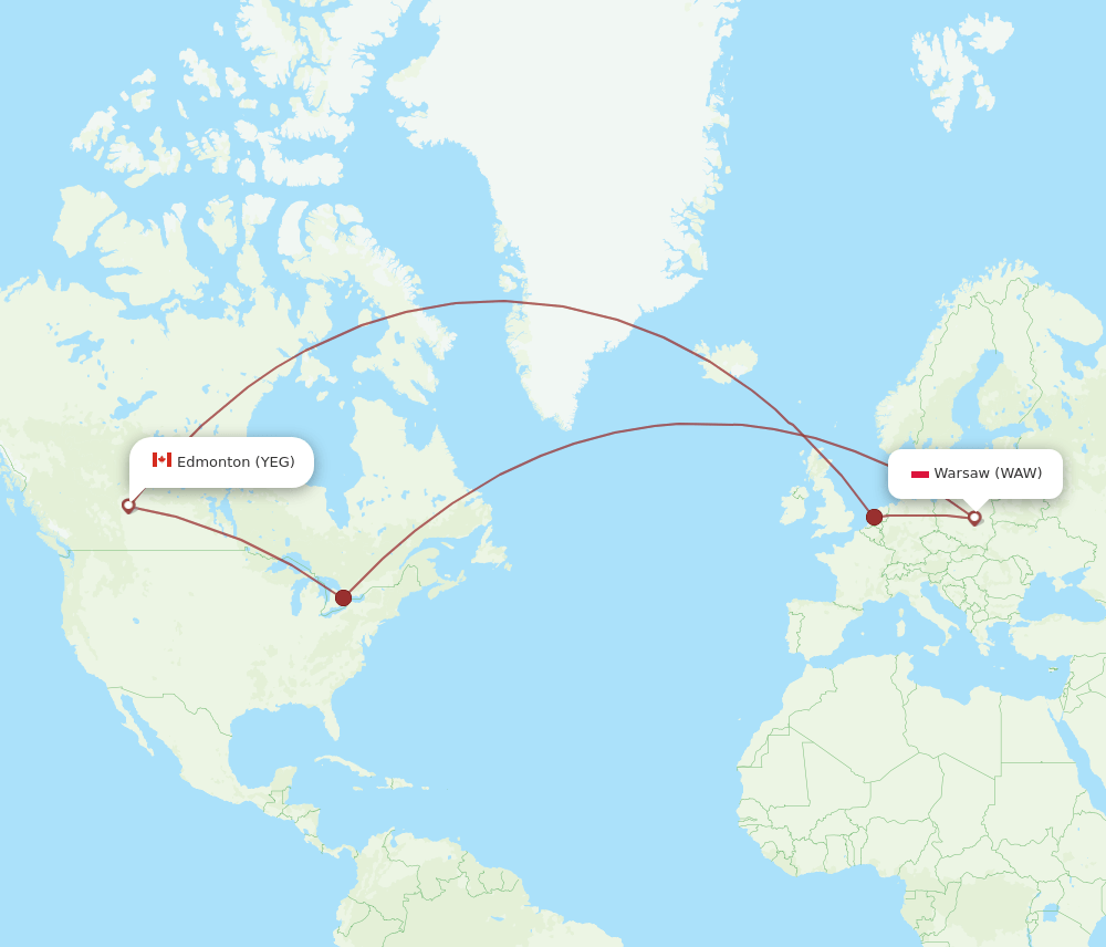 YEG-WAW flight routes