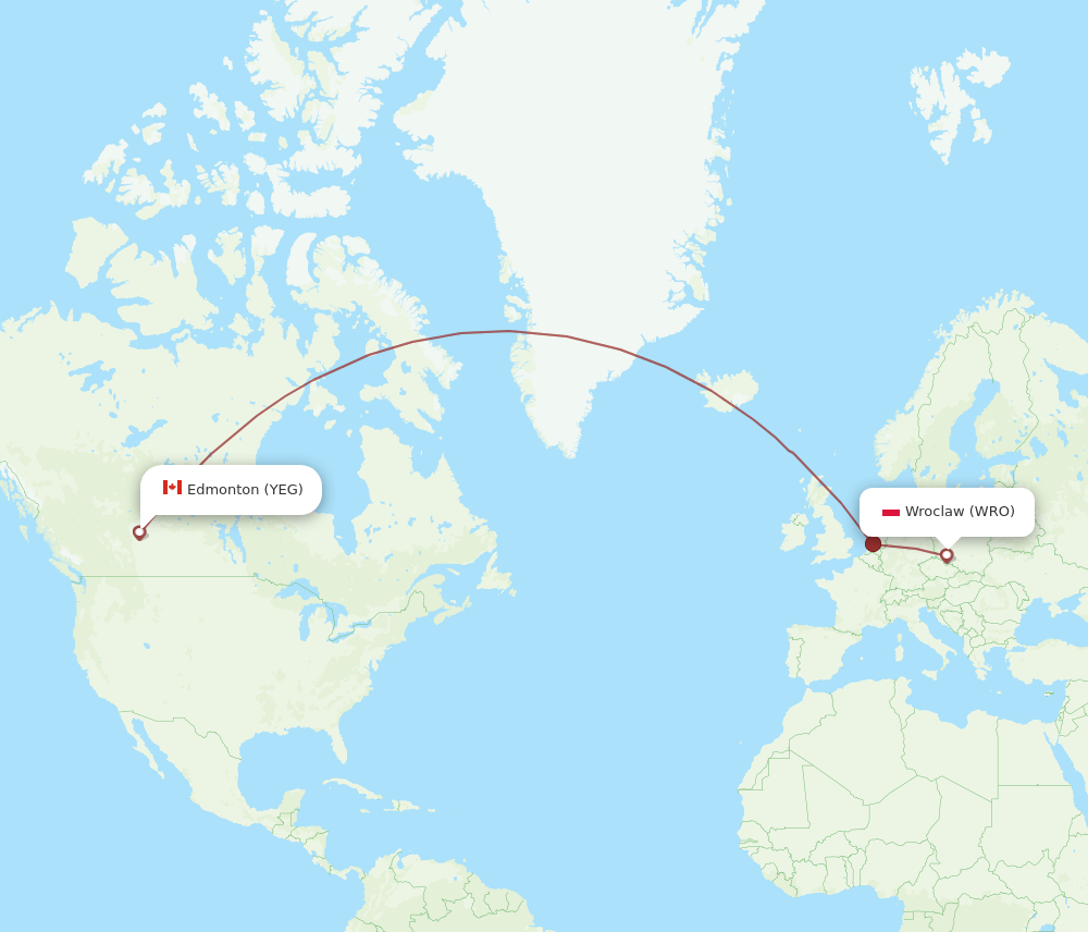 YEG-WRO flight routes