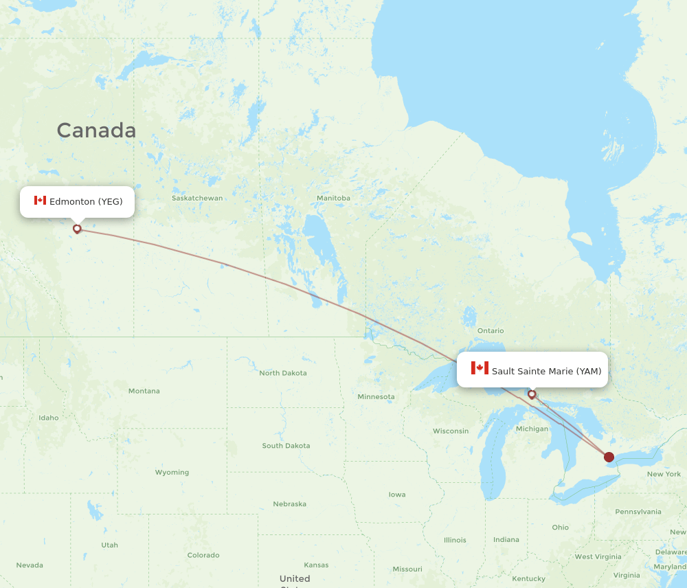 YEG-YAM flight routes