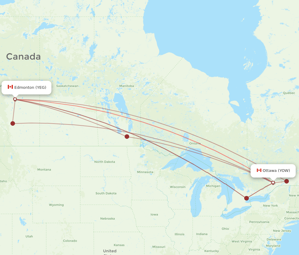 YEG-YOW flight routes