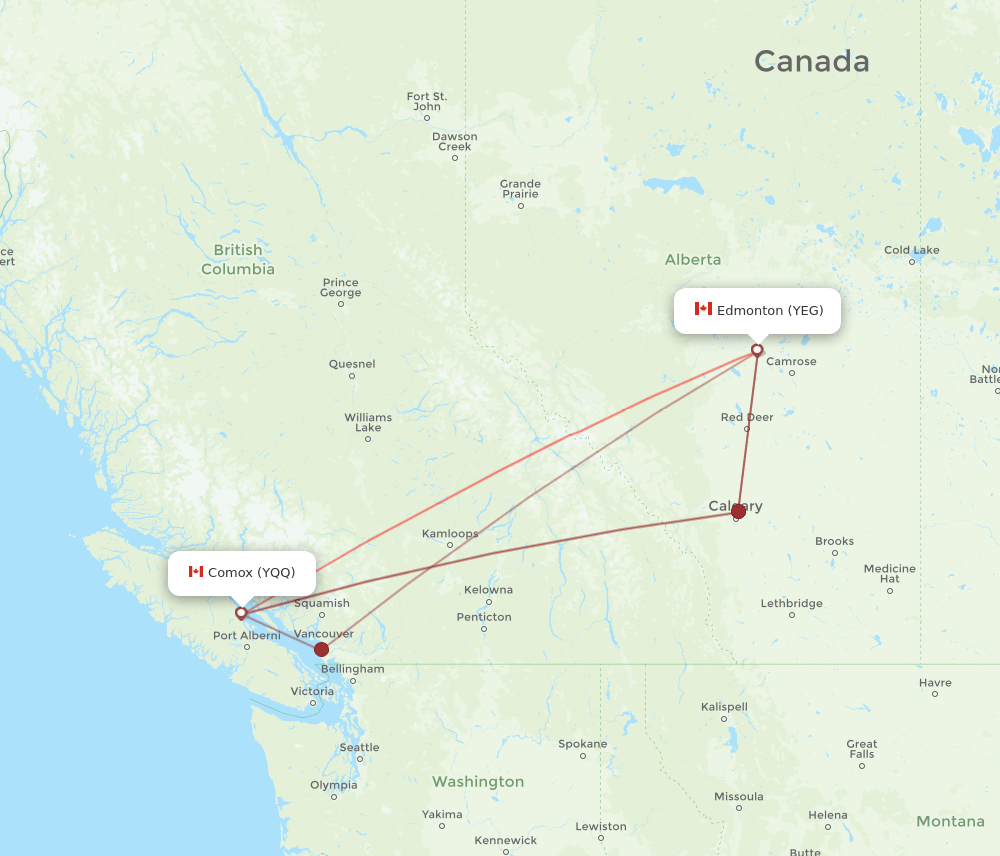 YEG-YQQ flight routes
