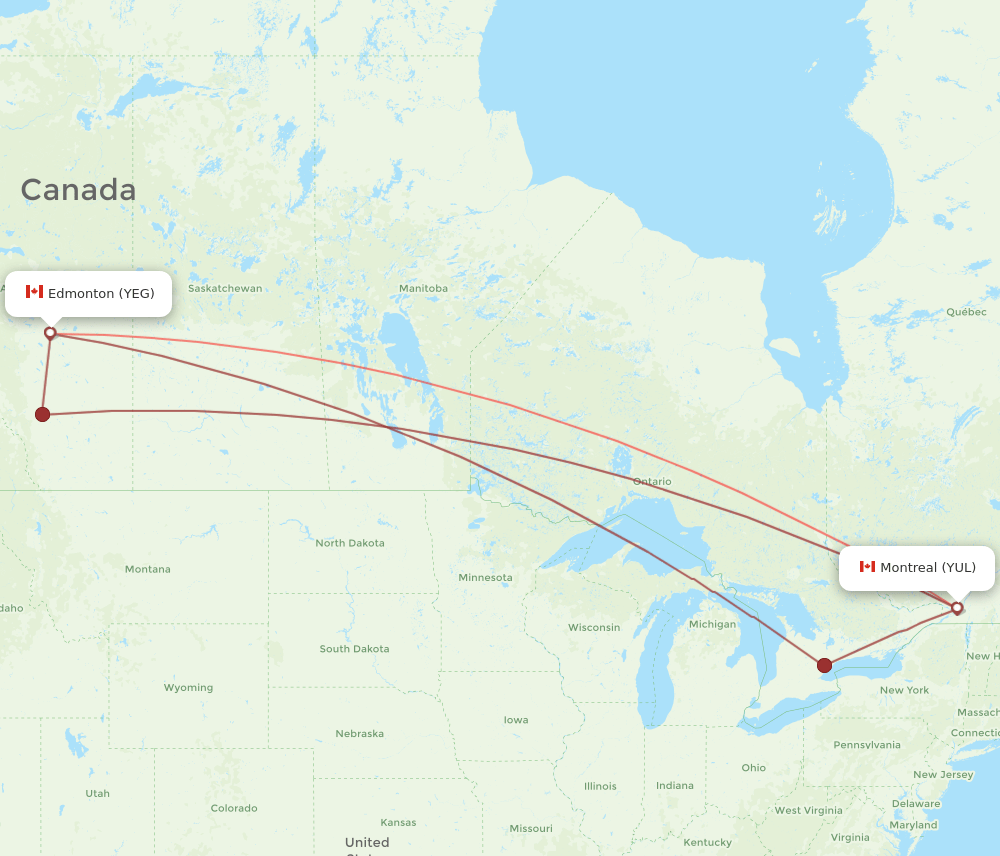YEG-YUL flight routes