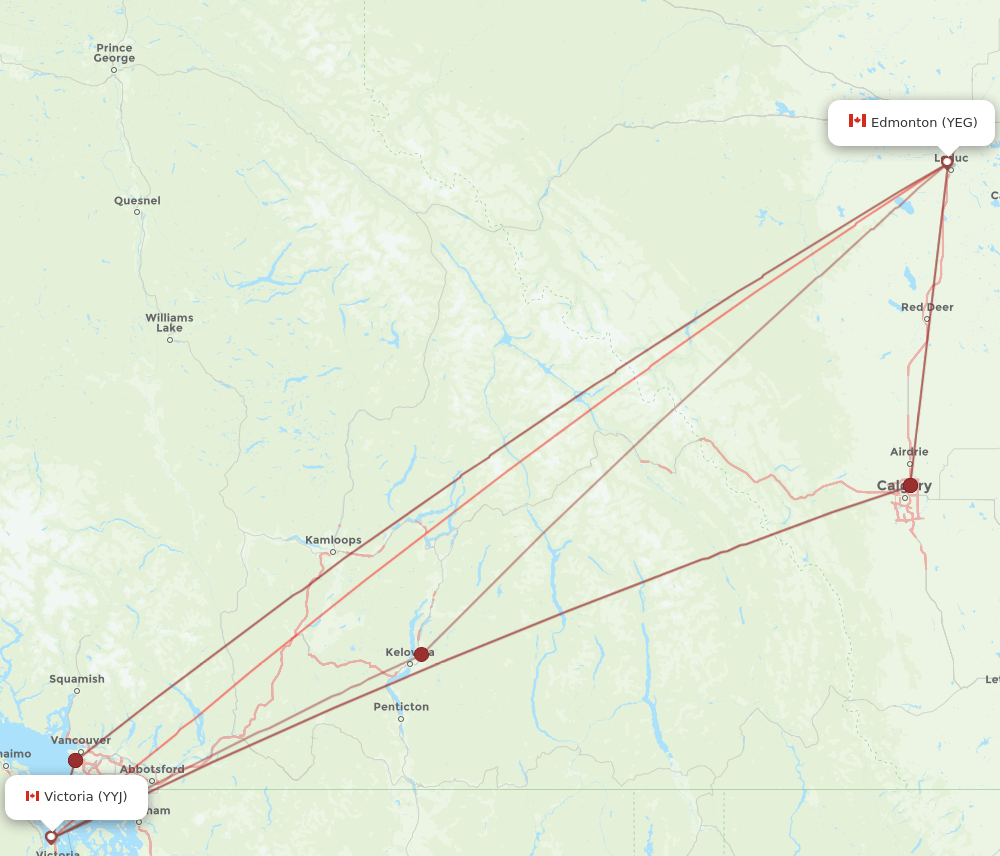 YEG-YYJ flight routes