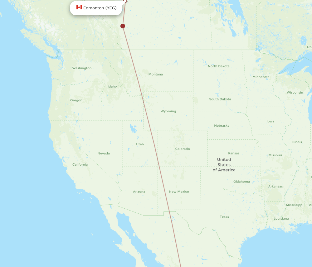 Manzanillo - Edmonton route map and flight paths