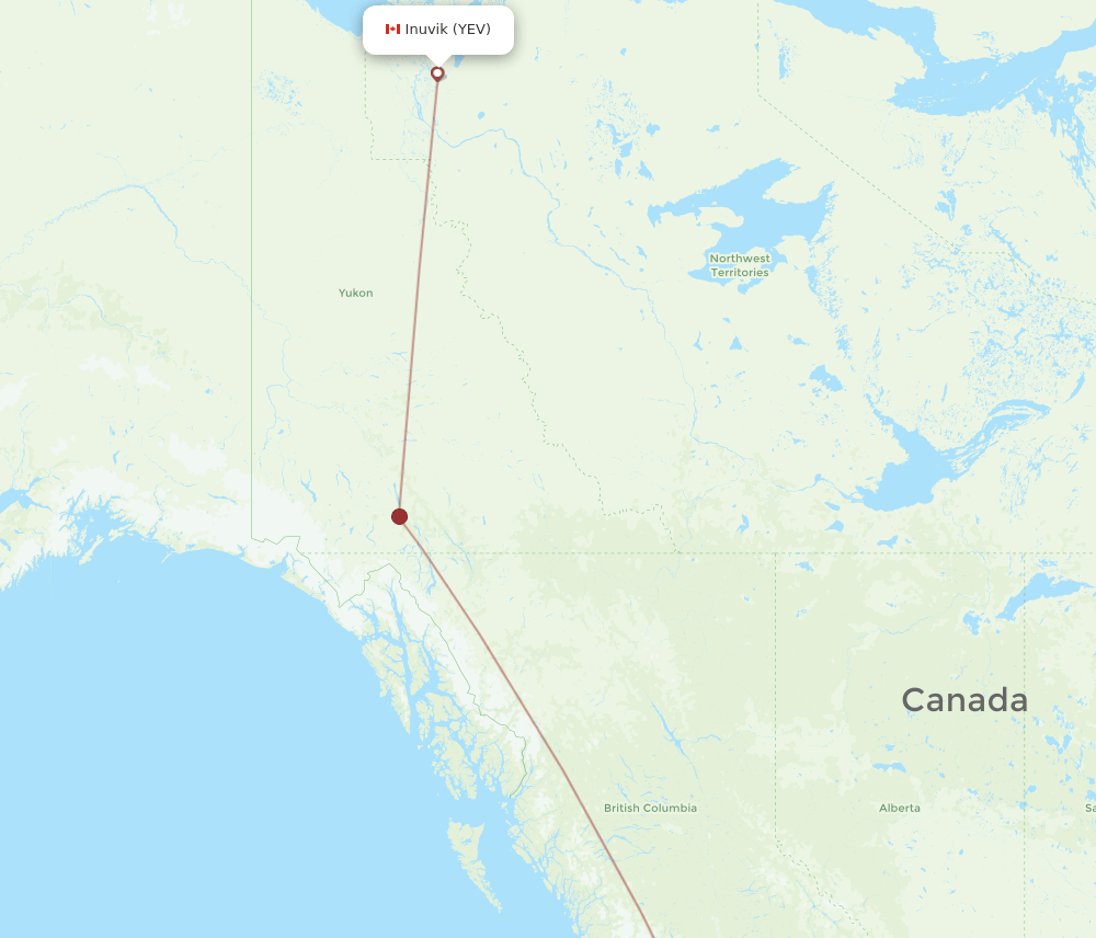 YEV-YVR flight routes