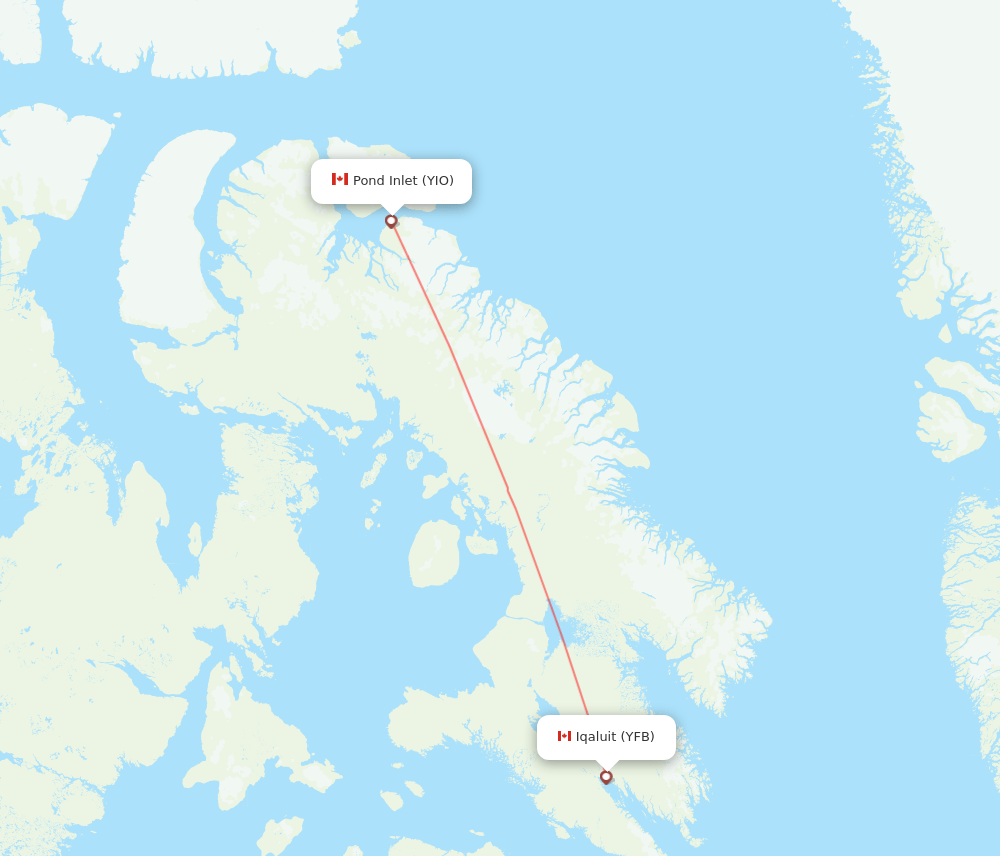 Iqaluit - Pond Inlet route map and flight paths