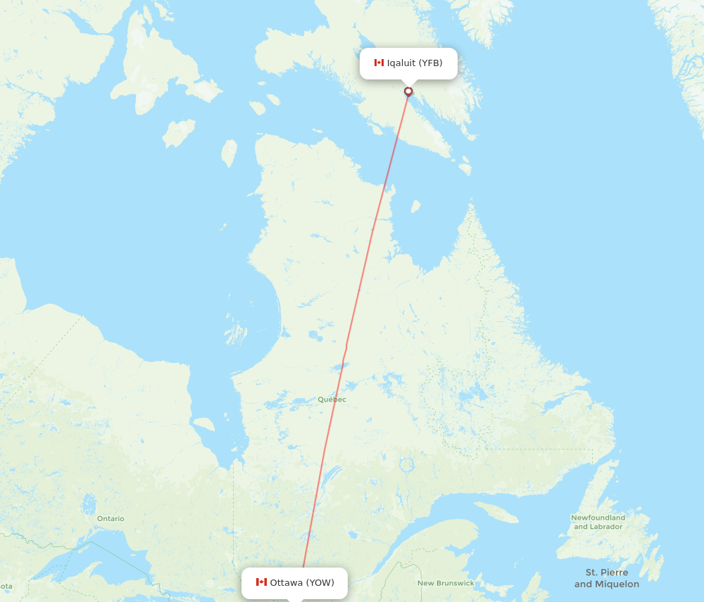 YFB to YOW flights and routes map